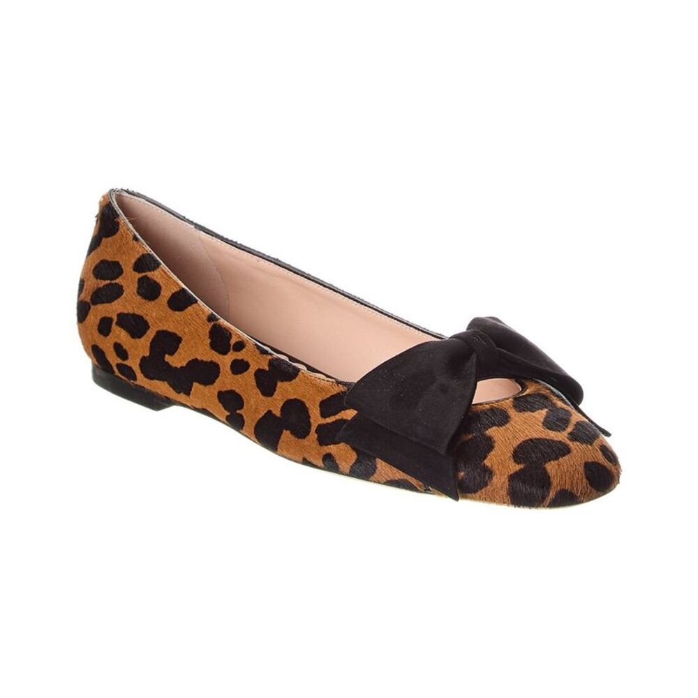 Valentino Bowow Haircalf & Suede Ballerina Flat, Brown